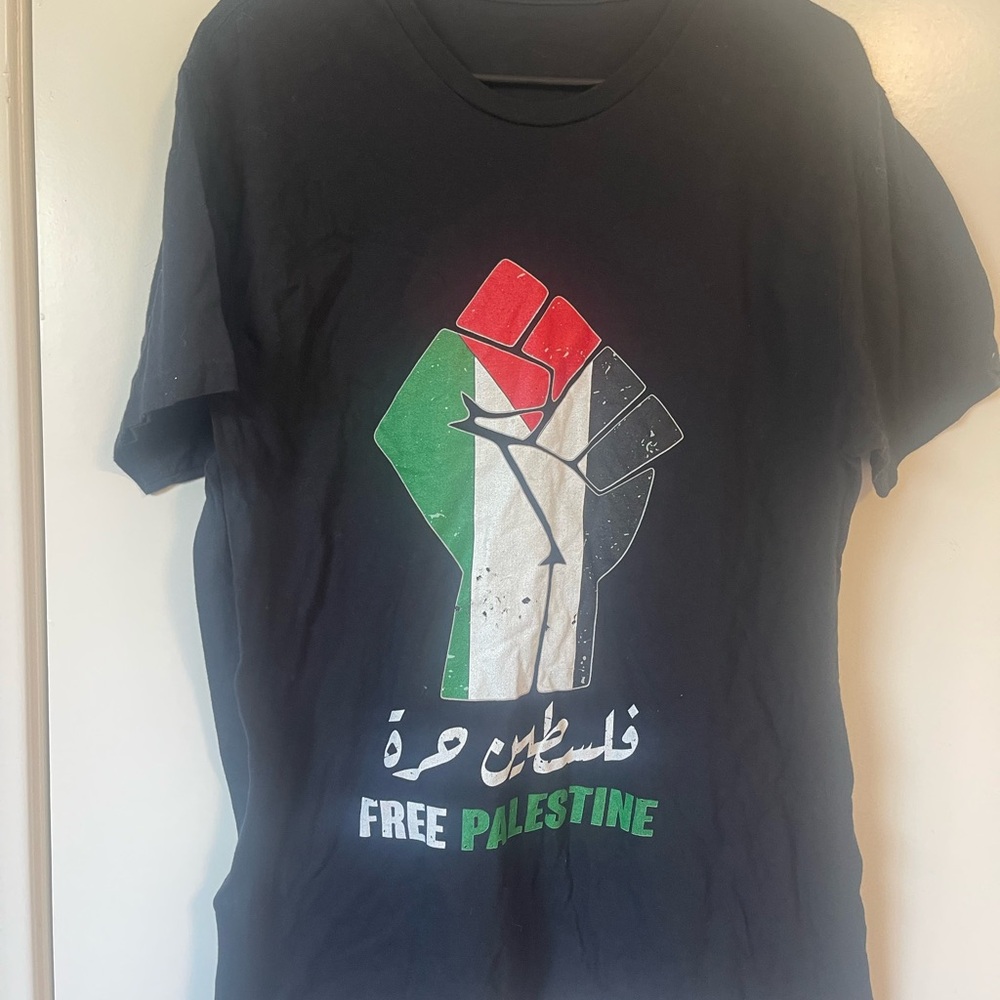 Unisex Black Graphic T-Shirt with Free Palestine Design